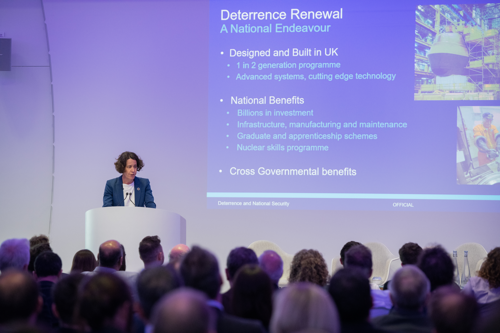 Rebecca Weston speaking at a Nuclear Institute London SE Branch event